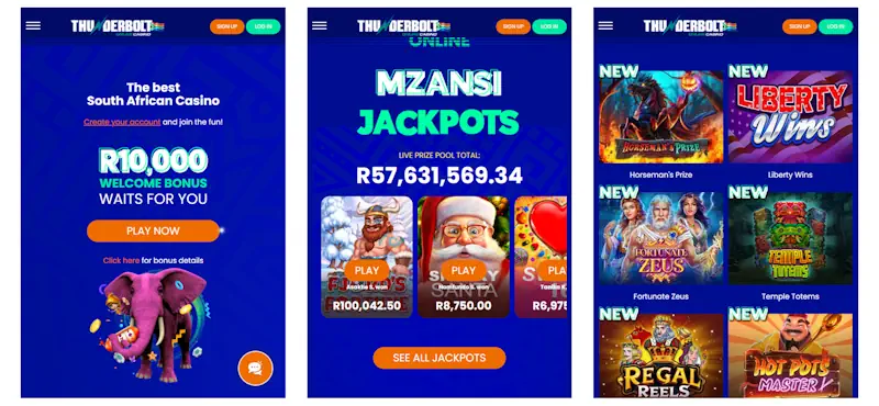 Casino app Thunderbolt Mobile Screenshot
